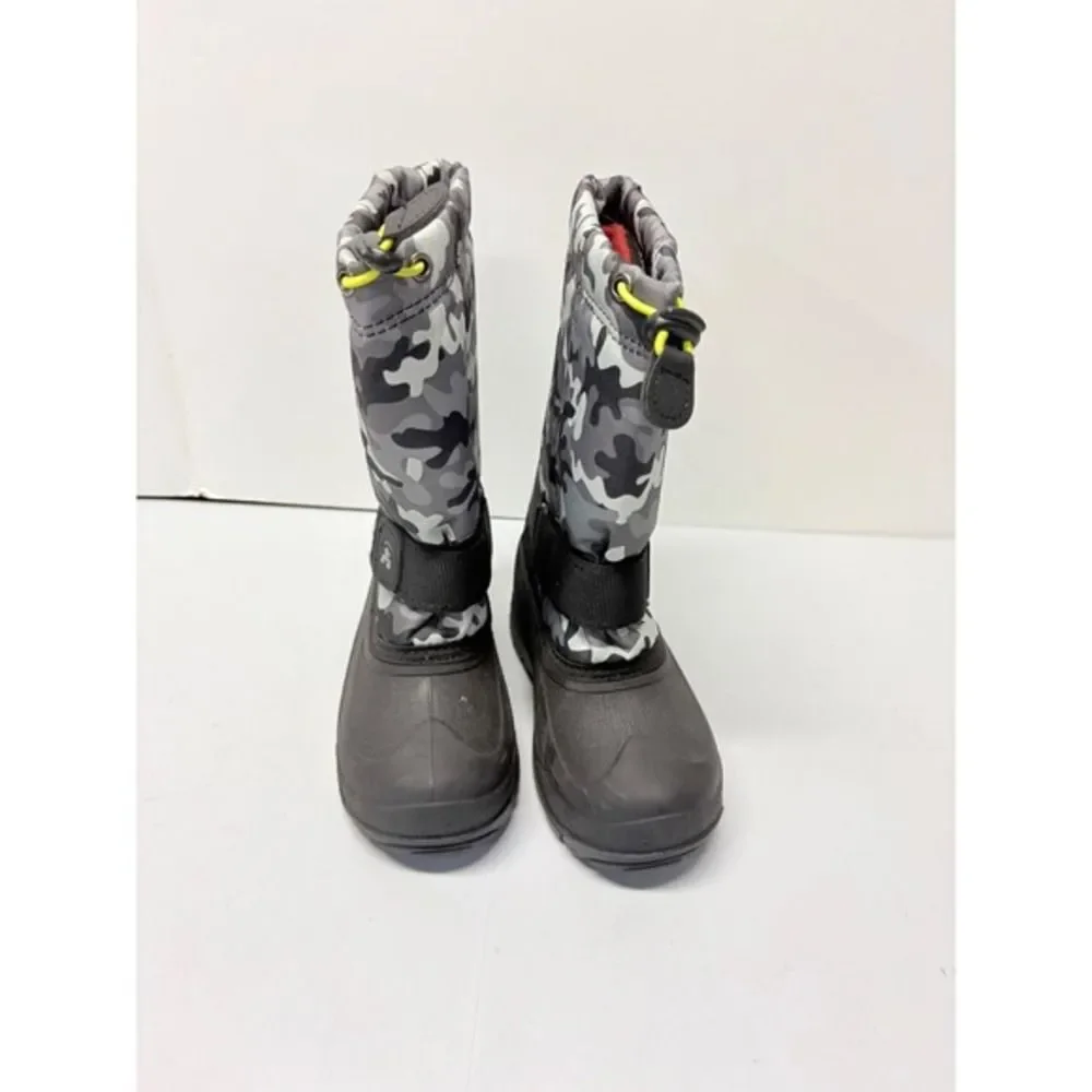 Kamik Snow Boots Kids Size 10 Gray Camo Waterproof Insulated Winter‎ Boots